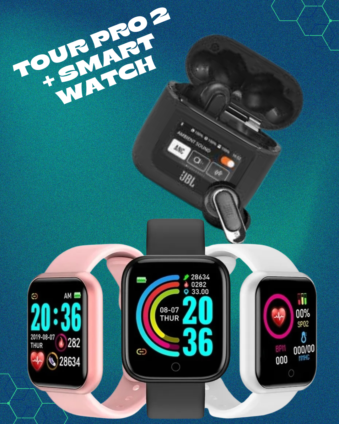 2 AUDIFONOS TOUR PRO 2+SMART WATCH Y68